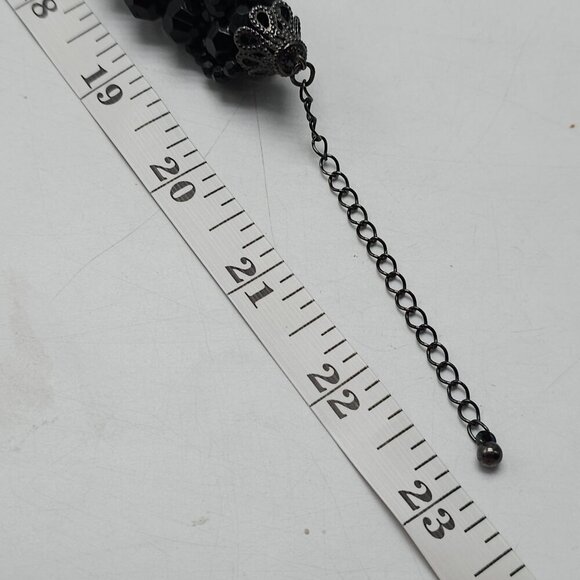 Black Acrylic Multi Strand Braided Beaded Necklace With Adjustable Clasp - Picture 6 of 6